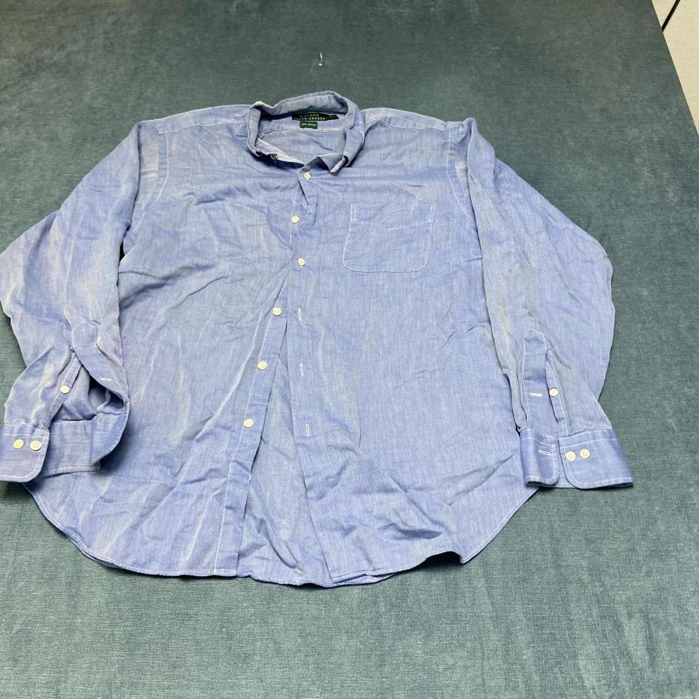 Lauren Ralph Lauren Dress Shirt Mens 16.5 Blue Cotton Career Formal Business